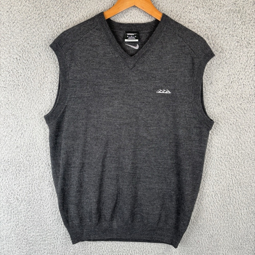 Nike Golf Tour Performance Dark Gray V-Neck Merino Wool Blend Sweater Vest Med